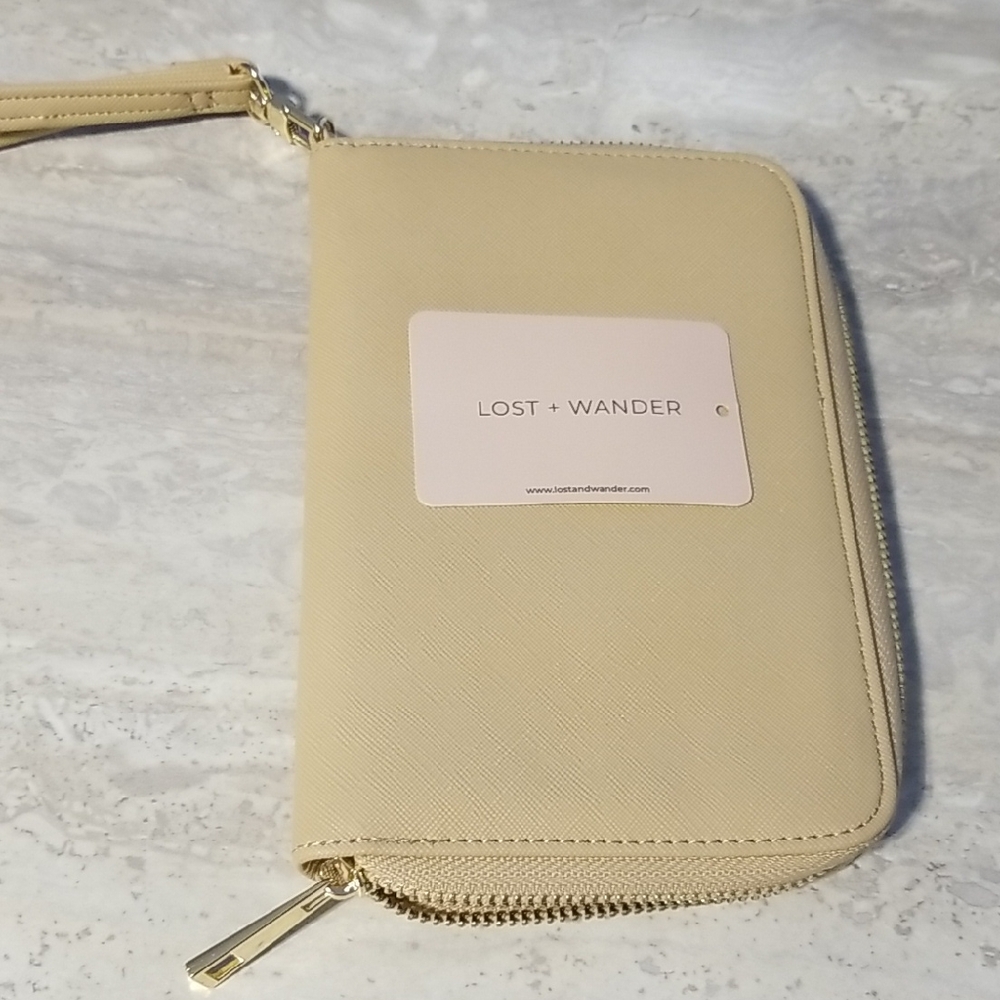 Lost + Wander Beige Wristlet Passport holder